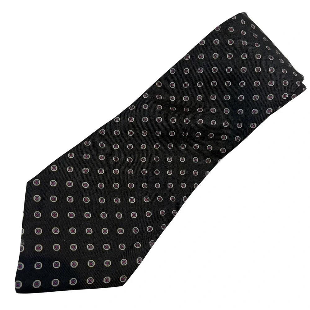 Stafford Executive Men's Silk Tie Black Red White Pin Dot‎ Geometric pattern